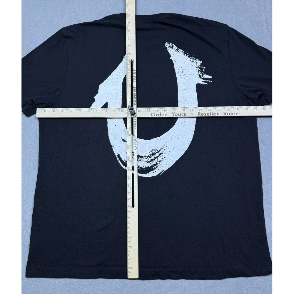 True Religion T Shirt Mens XXL Relaxed Fit Spellout Big Logo Black Retro Street